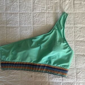 SHEIN Mint Green One Shoulder Bikini Top